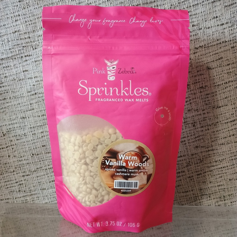 Pink Zebra Sprinkles Fragranced Wax Melts Warm Vanilla Woods 3.75oz 4025259